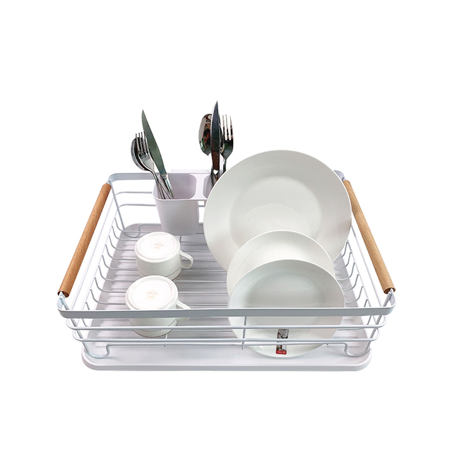 Zhaosheng Hardware - Large Dish Drying Rack With PP Tray/Utensil Holder And Bamboo Handle
