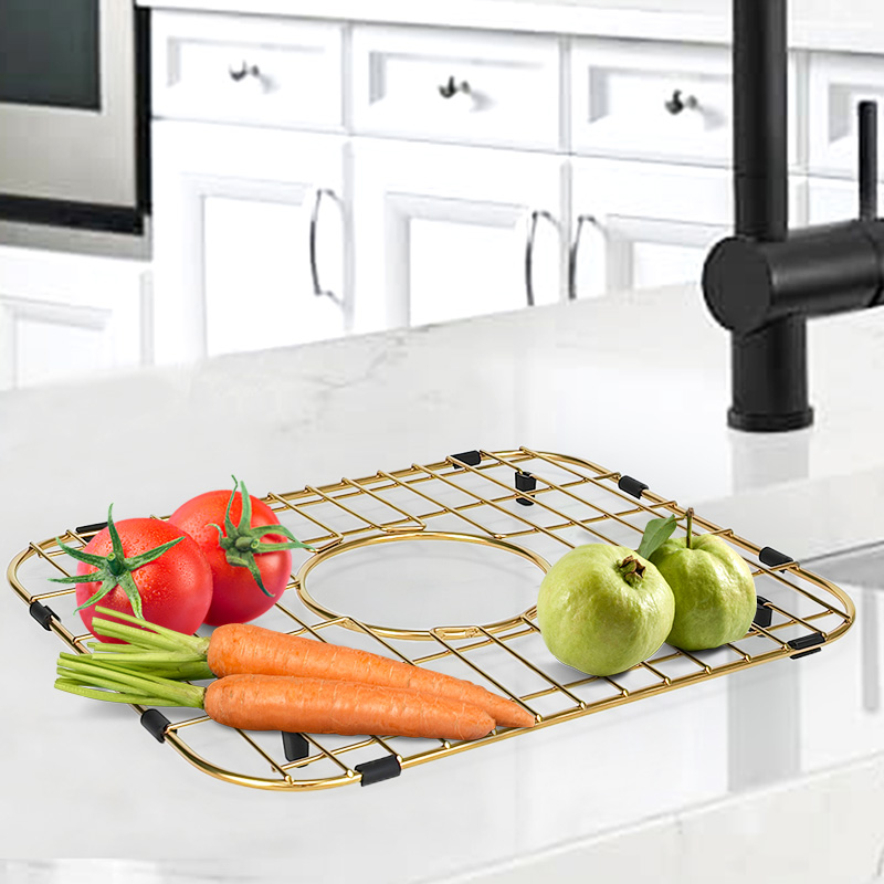 Kitchen Sink Bottom Grid - Gold Stainless Steel 304 Sink Protector SG-1020-HH