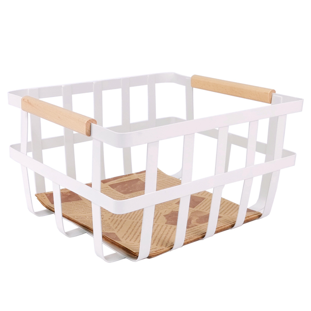 Zhaosheng Hardware - Metal Wire Basket Home Kitchen Organizer Pantry Storage Food Storage Basket with Wooden Handle