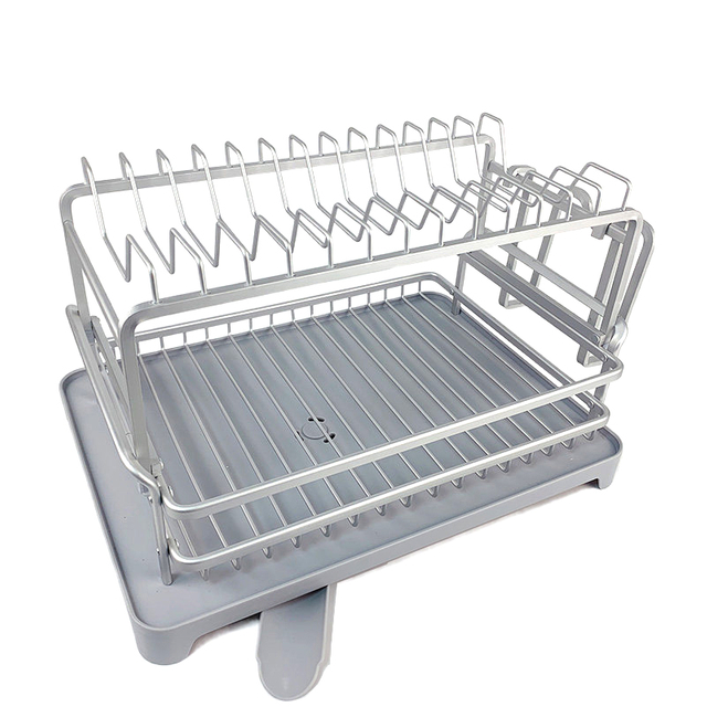large heavy duty stainless utensil drain rack with drain