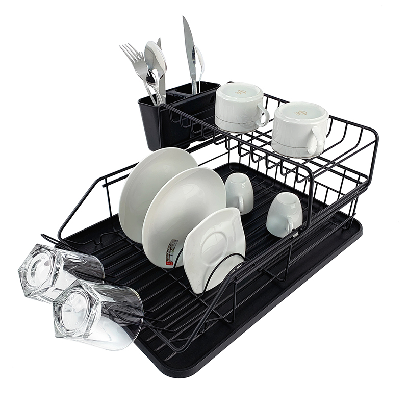 Zhaosheng Hardware - 2 Tier Dish Drying Rack Dish Drainer, Black