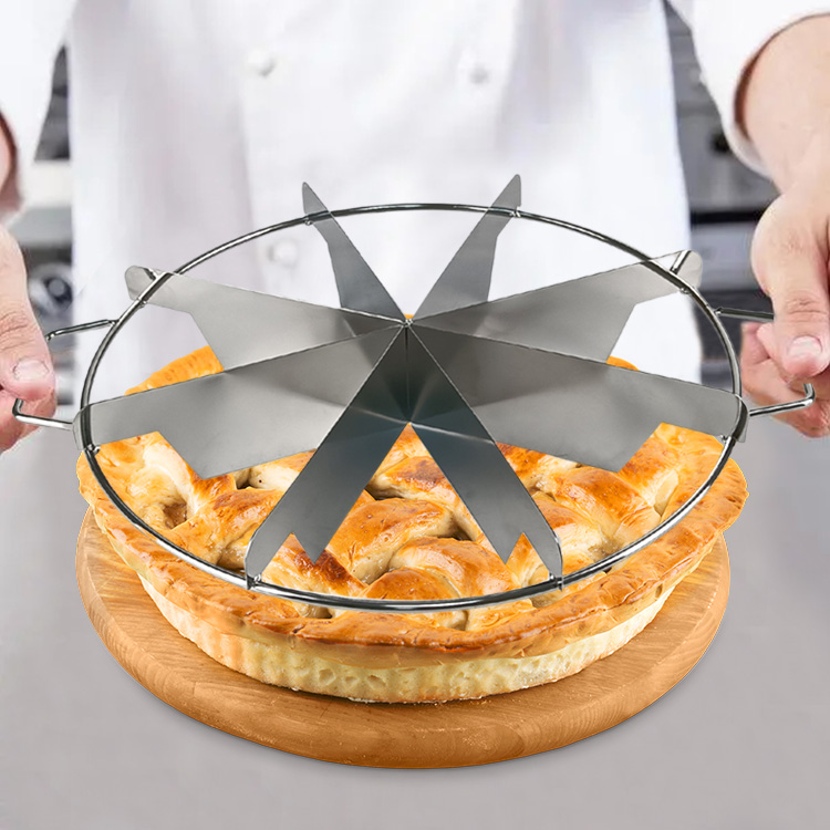 Stainless Steel 8 Slice Pie Maker And Cutter Press Round Cake Server