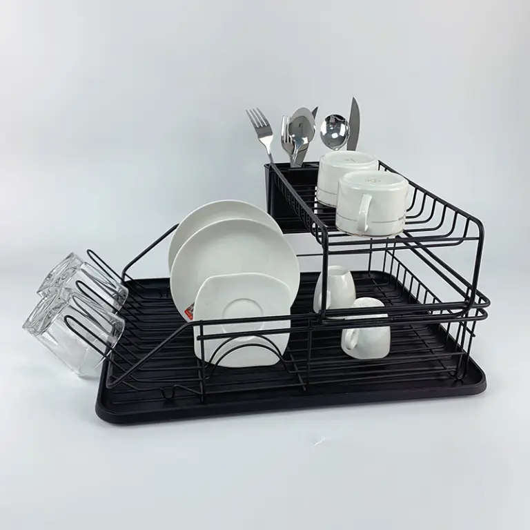 Zhaosheng Hardware - 2 Tier Dish Drying Rack Dish Drainer, Black