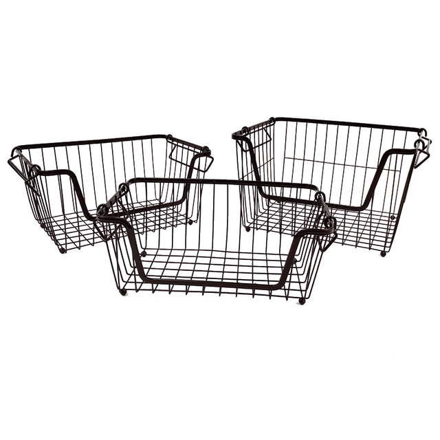 Zhaosheng Hardware - Stacking Organizer Basket Wire Metal Basket Bin Stackable Storage Basket for Kitchen or Bathroom