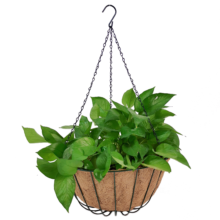 Hanging Flower Basket Indoor Outdoor Porch Pots Hanger Home Garden Metal Wire Hanging Basket Planter With Coconut