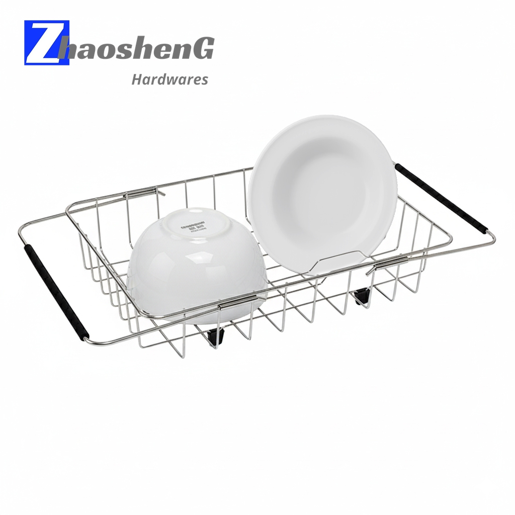 Expandable Wire Rinse Basket over The Sink Made of Stainless Steel for Farmhouse Sinks