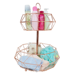 Zhaosheng Hardware - Detachable Storage Baskets Gold Fruit Bowl Two Tier Metal Wire Fruit Basket