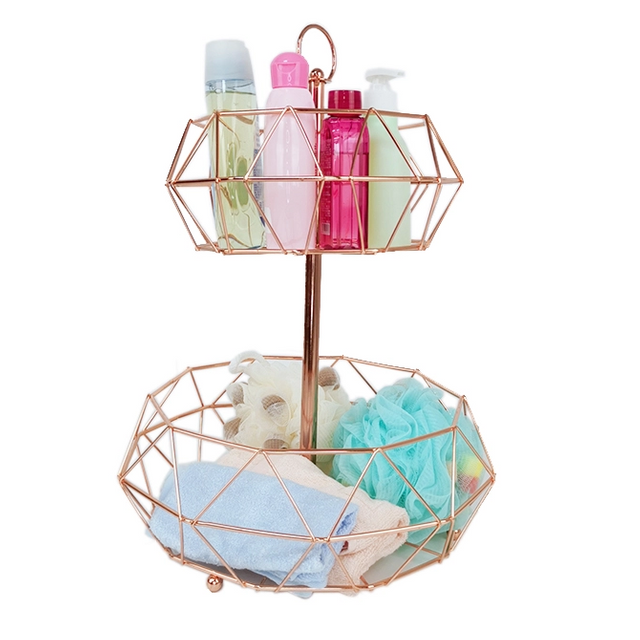 Zhaosheng Hardware - Detachable Storage Baskets Gold Fruit Bowl Two Tier Metal Wire Fruit Basket