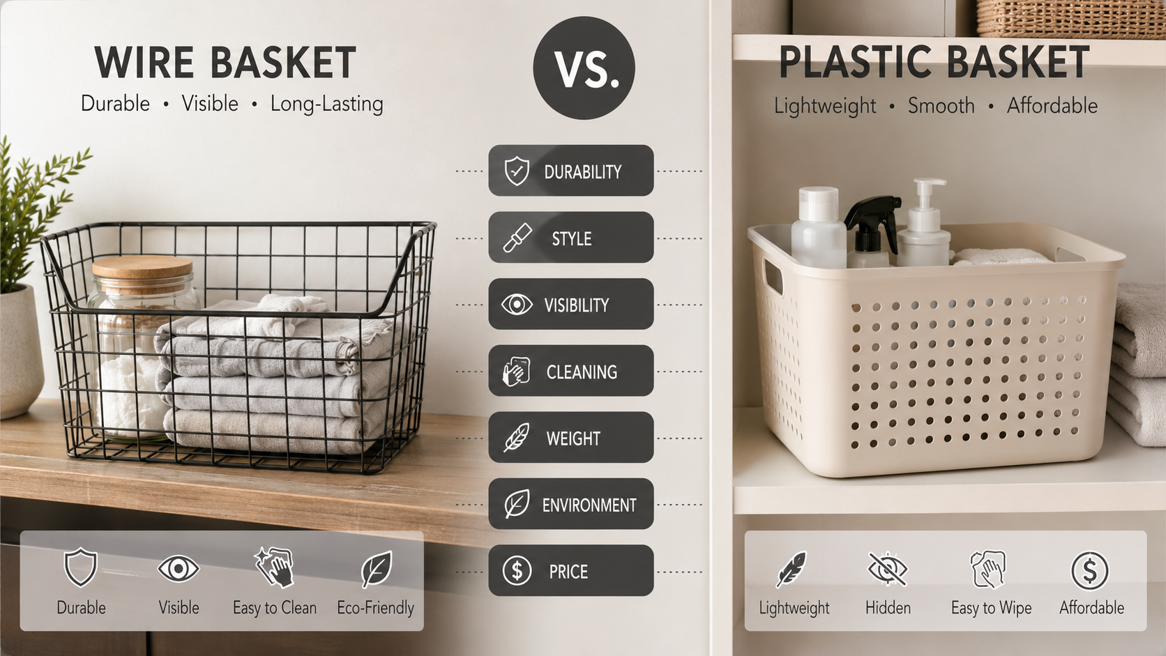 wire basket vs. plastic basket